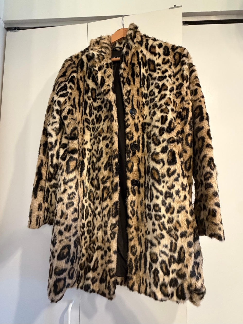 The Kooples Leopard Faux Fur Coat - Black, Brown, Cream